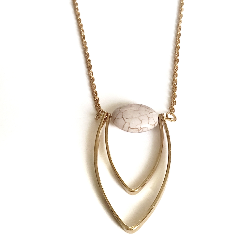 Gray Stone Angular Frame Necklace